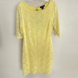 Candalite Yellow Lace Midi Dress With 3/4 Length Sleeves Size L